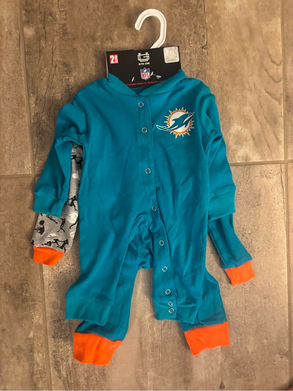 NFL Dolphins Teal and Orange Baby pajamas with Team Logo